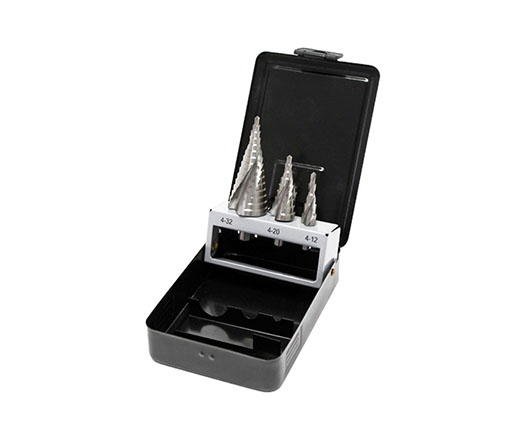 3Pcs Metric Three Flats Shank Spiral Flute Step Drill Bit Set For Sheet Tube Metal Drilling in Plastic Box