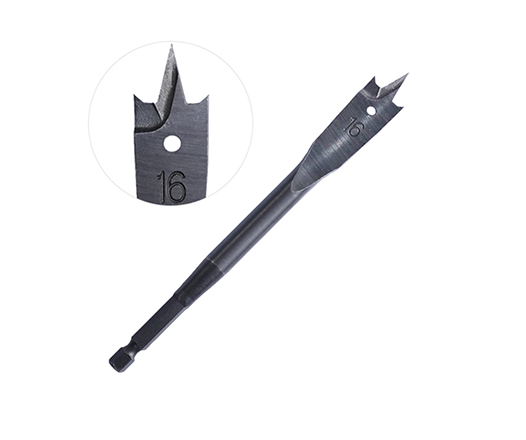 Impact 14 Hex Shank Tri-Point Heavy Duty Flat Wood Spade Drill Bit with Cutting Groove for Wood Drilling