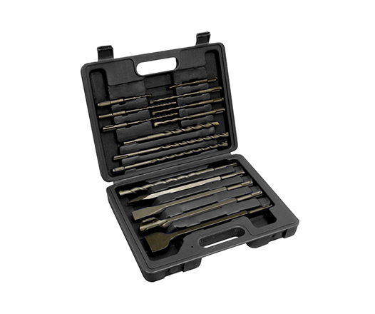 15Pcs SDS Plus Rotary Hammer Drill Bit and Chisel Set in Plastic Box