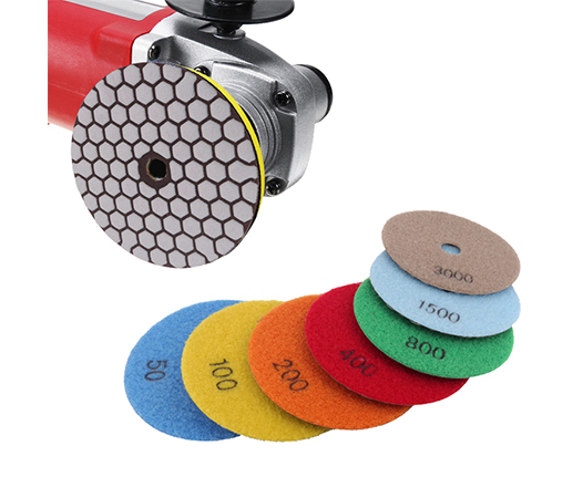 7Pcs Set of 4 Inch Dry Use Diamond Flexible Polishing Pads for Granite Concrete Travertine Marble Polishing