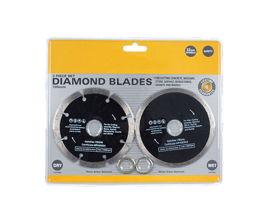 2Pcs 105mm Diamond Saw Blade Set in PVC Double Blister